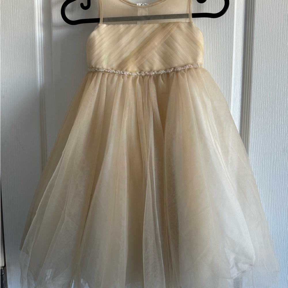 Azazie Girls' Champagne Tulle Formal Dress - Picture 2 of 6
